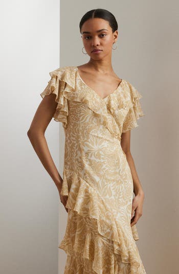 Floral Ruffle Georgette Gown