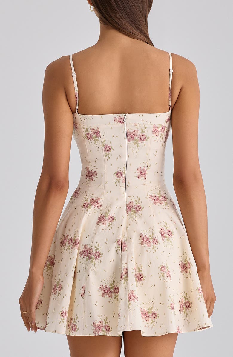 HOUSE OF CB Dolly Rose Print Fit & Flare Minidress, Alternate, color, Ivory Vintage Rose Print
