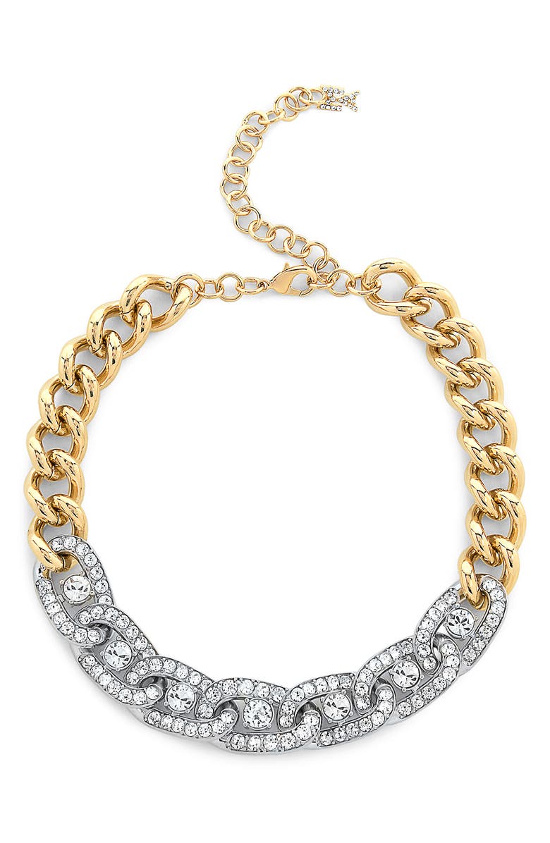 Amina Muaddi Matthew Crystal Pavé Choker Necklace, Main, color, White Crystals And Gold Base