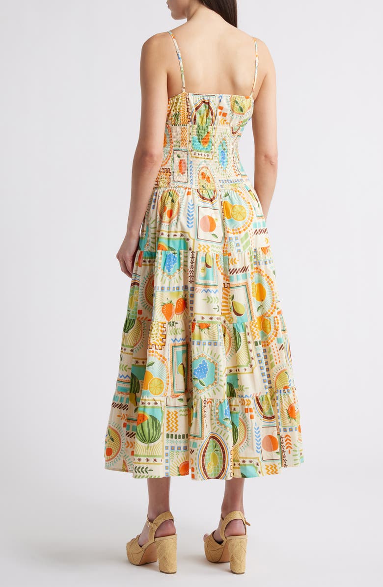 MOON RIVER Print Tiered Maxi Dress, Alternate, color, Orange Multi