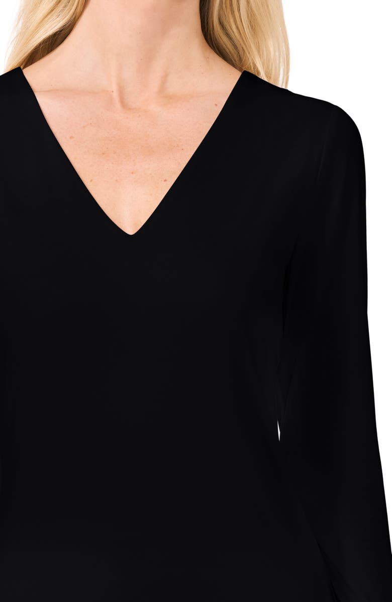 Halogen<sup>®</sup> Compression V-Neck Top, Alternate, color, Rich Black