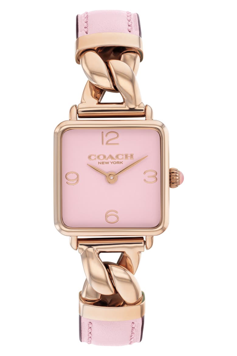 cass square bracelet watch, 22mm x 22mm, Main, color, BLUSH