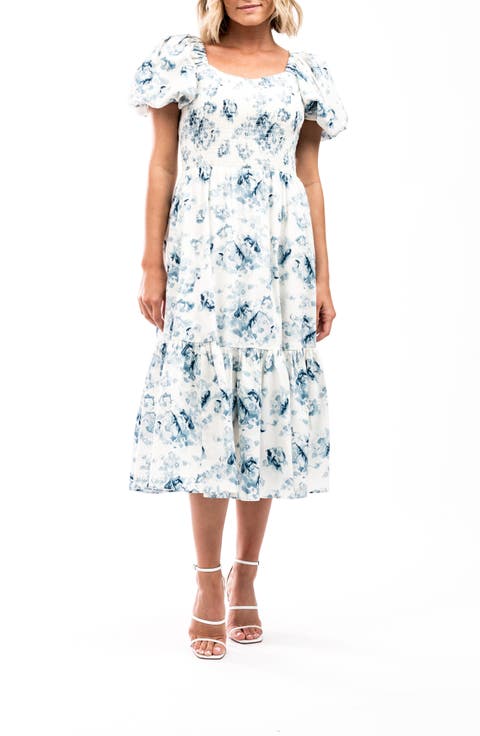 Puff Sleeve Midi Dress