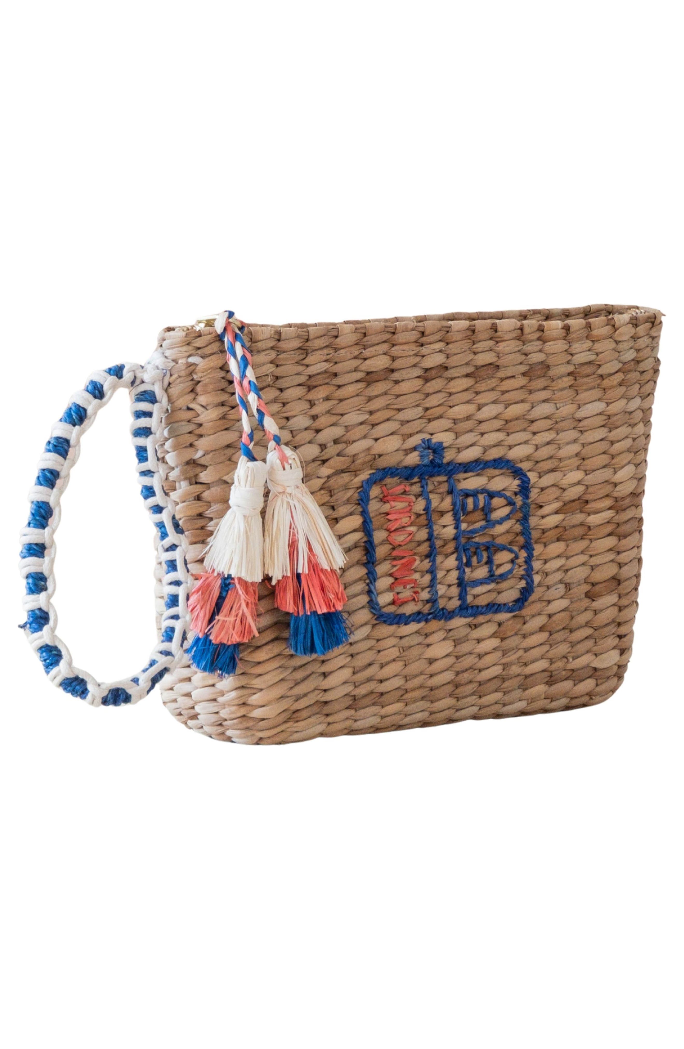 LIKHA Sardine Can Embroidered Straw Pouch, Alternate, color, 