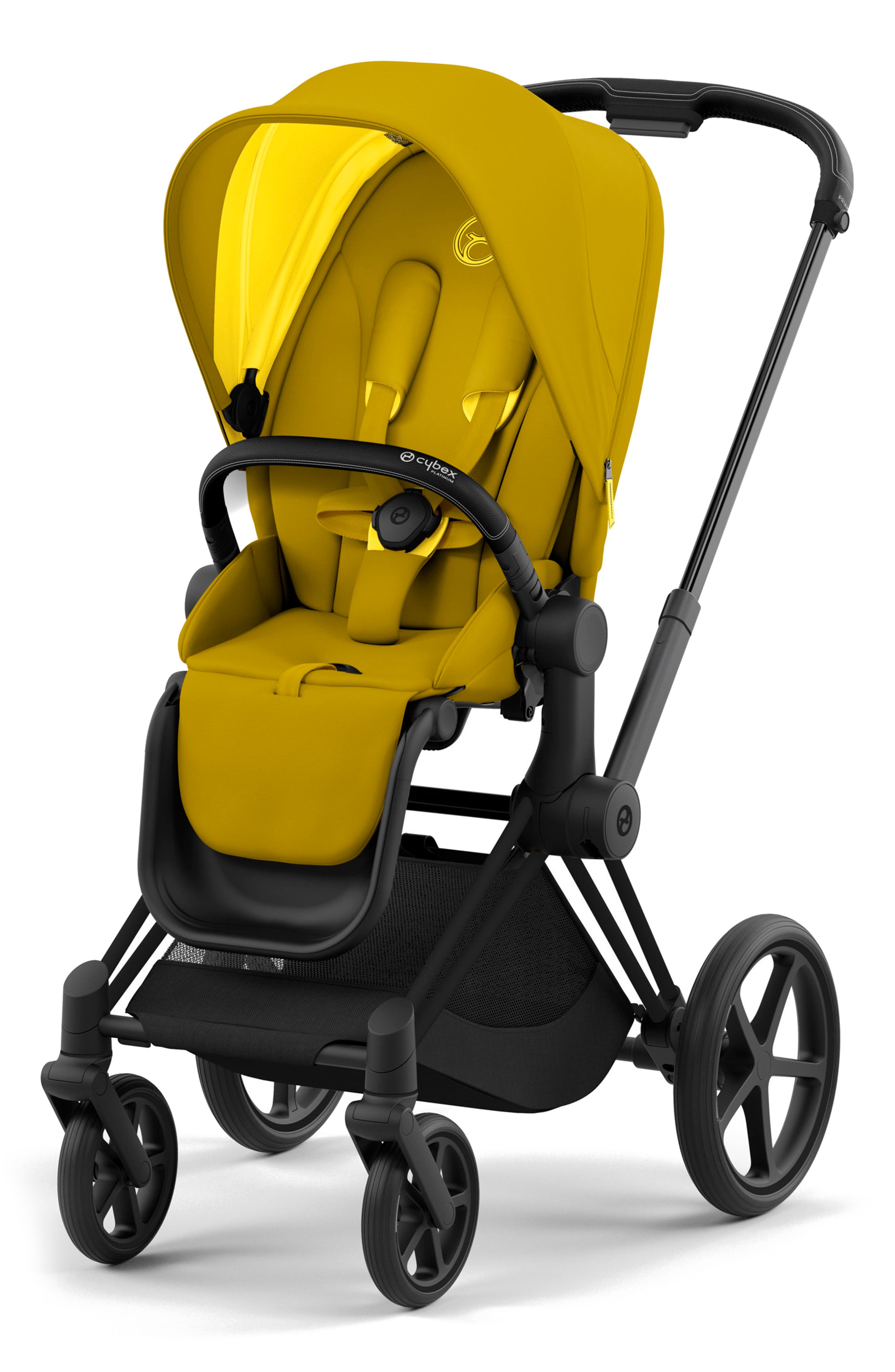 CYBEX PRIAM 4 Matte Black Compact Stroller in Mustard Yellow 