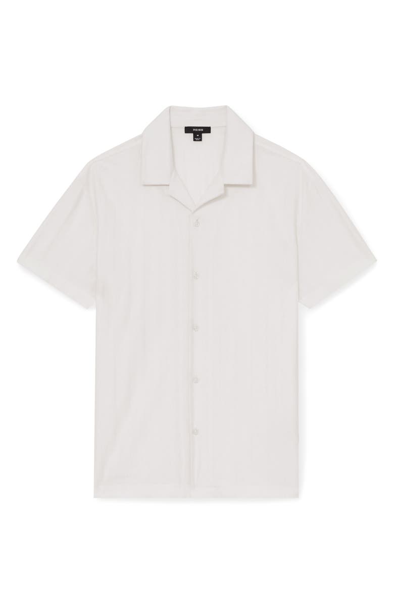 Reiss Sampson Textured Stripe Camp Shirt, Alternate, color, White