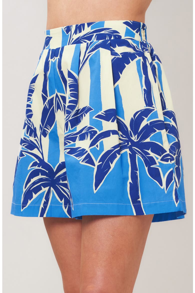 Printed High Waist Shorts, Alternate, color, BLUE
