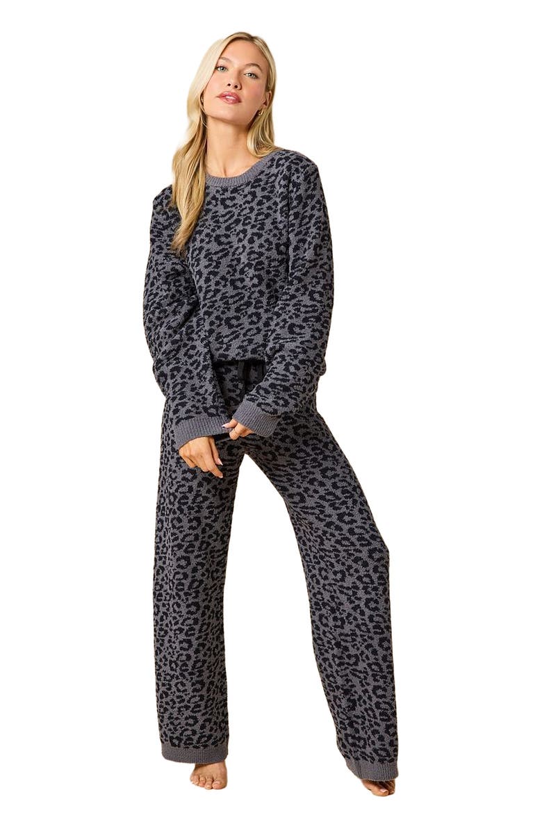 Softies Marshmallow Leopard Crew Neck Lounge Set, Alternate, color, Wild Grey