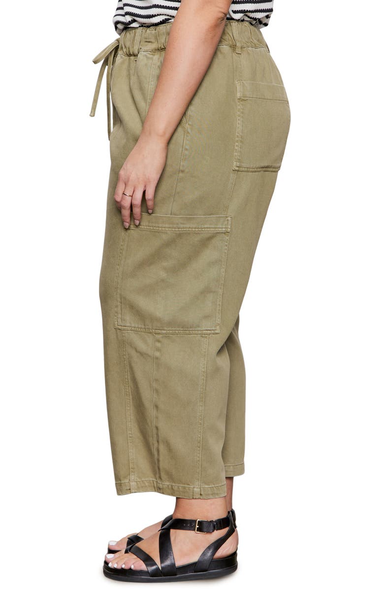 Sanctuary Area Pull-On Ankle Wide Leg Twill Cargo Pants, Alternate, color, Bamboo