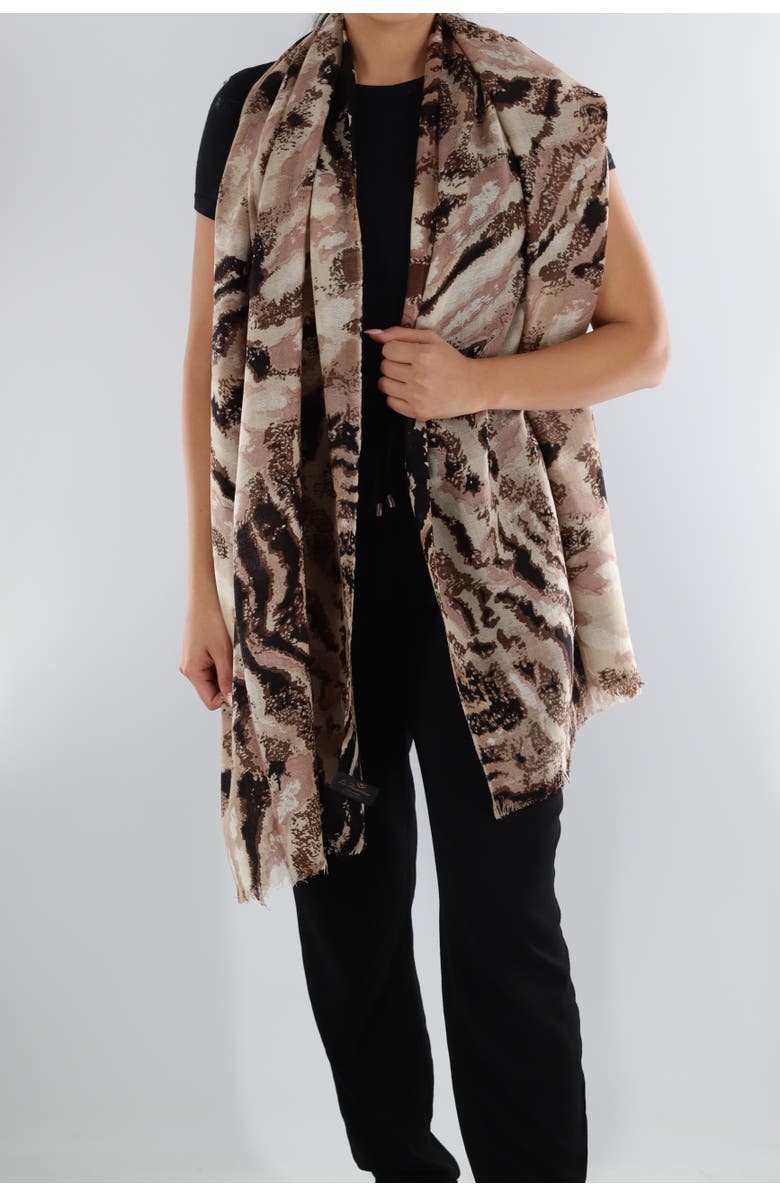 La Fiorentina Abstract Print Scarf, Main, color, Brown