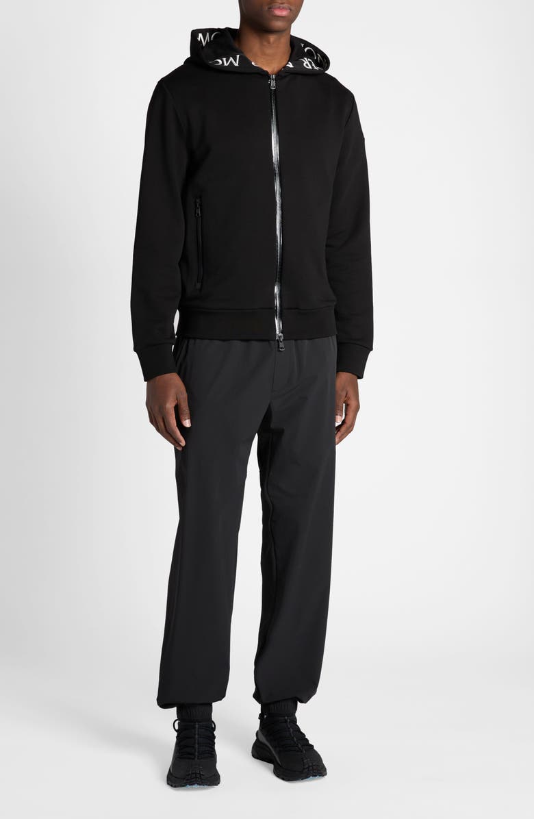 Moncler Maglia Logo Embroidered Zip Front Hoodie, Alternate, color, 