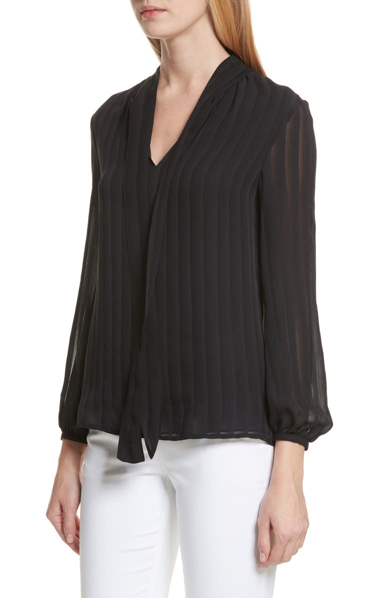 Tory Burch Emma Bow Neck Silk Blouse, Alternate, color, 