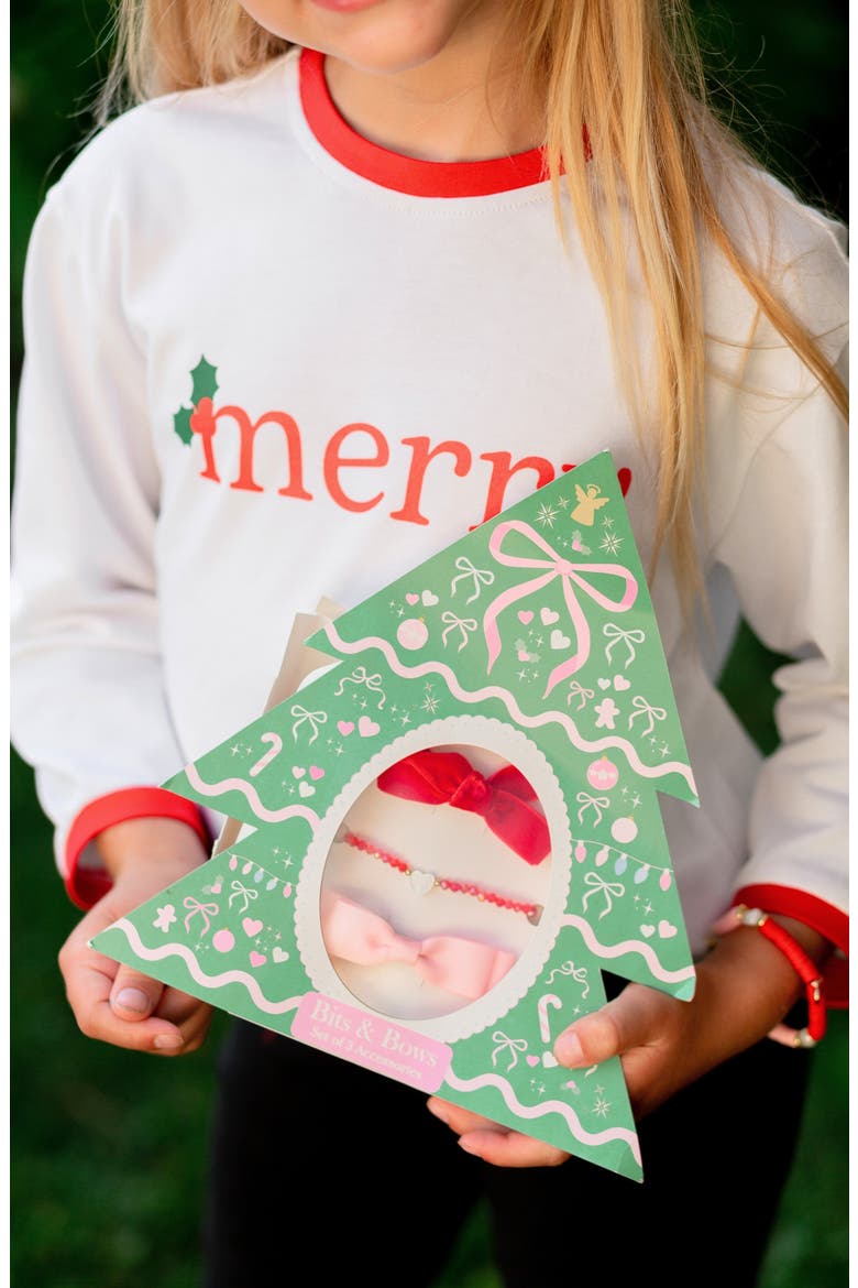 Christmas Tree Bows & Bracelet Gift Set, Alternate, color, Red