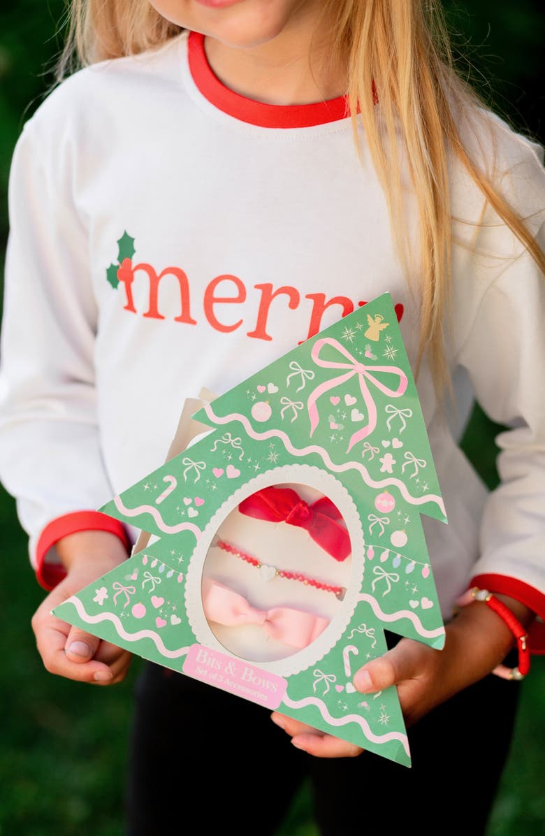 Bits & Bows Christmas Tree Bows & Bracelet Gift Set, Alternate, color, Red