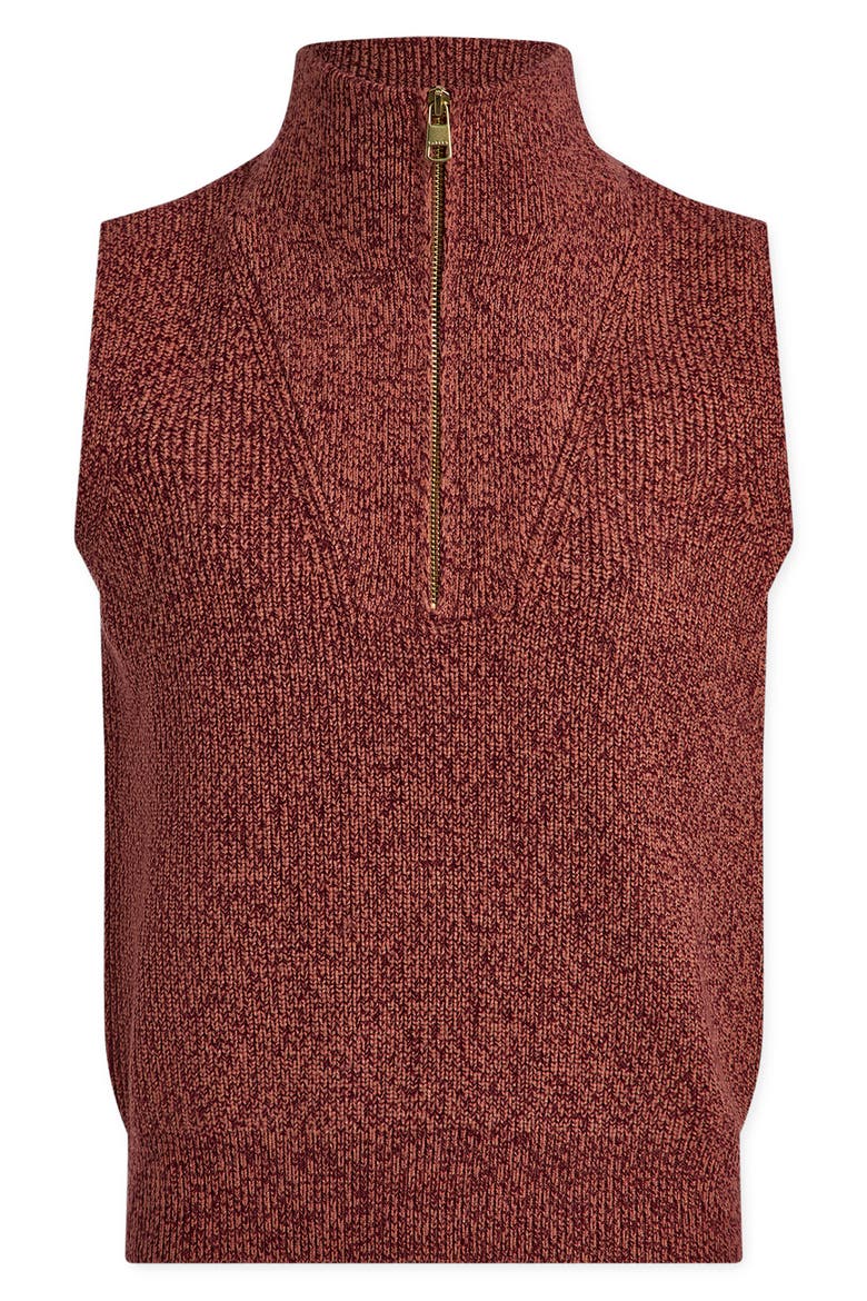 Amina Half-Zip Sleeveless Sweater, Alternate, color, APRICOT BRANDY TWIST