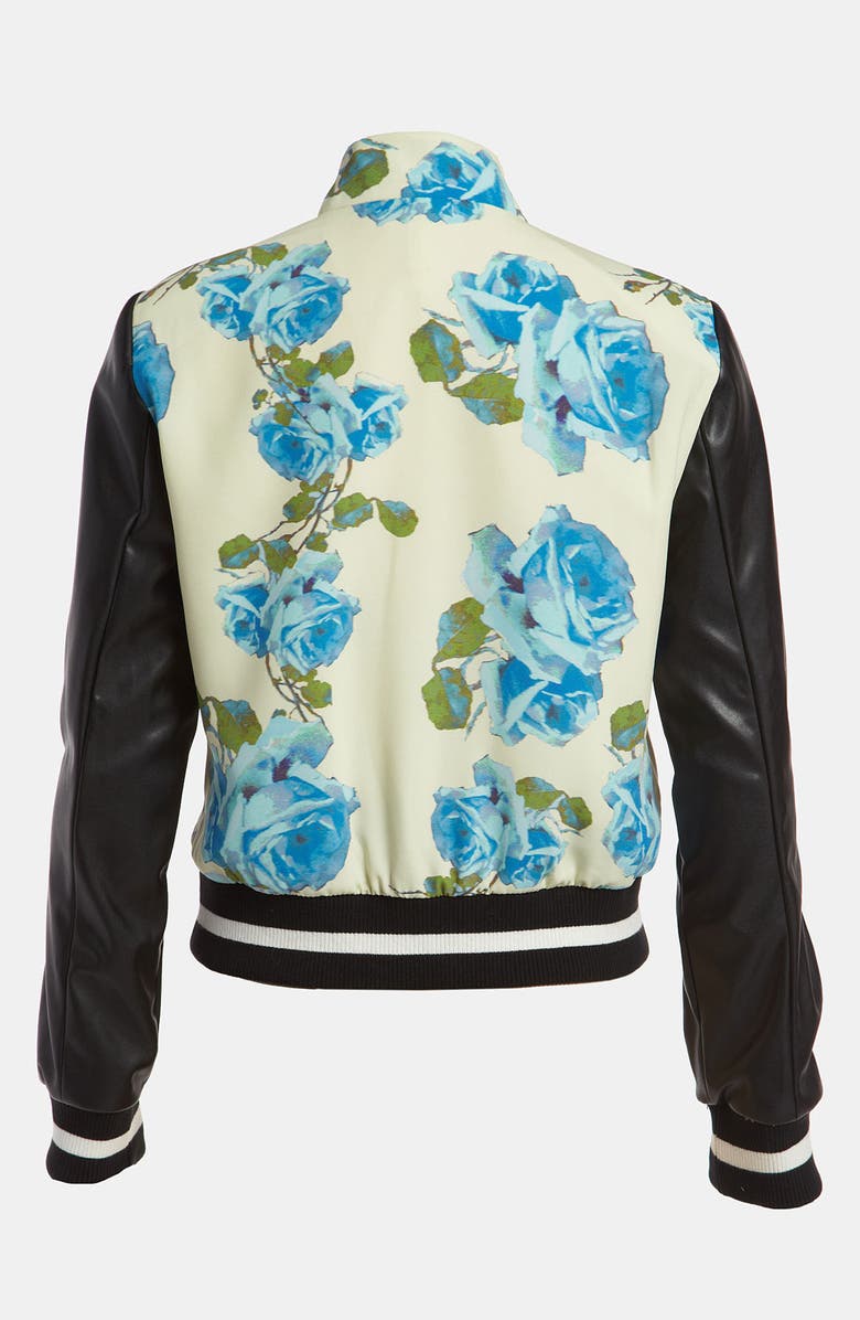 Mural 'Turning Rose' Letterman Jacket, Alternate, color,