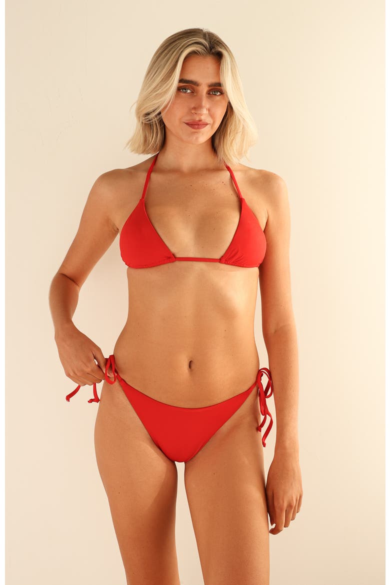 Palm Triangle Bikini Top, Main, color, Chili