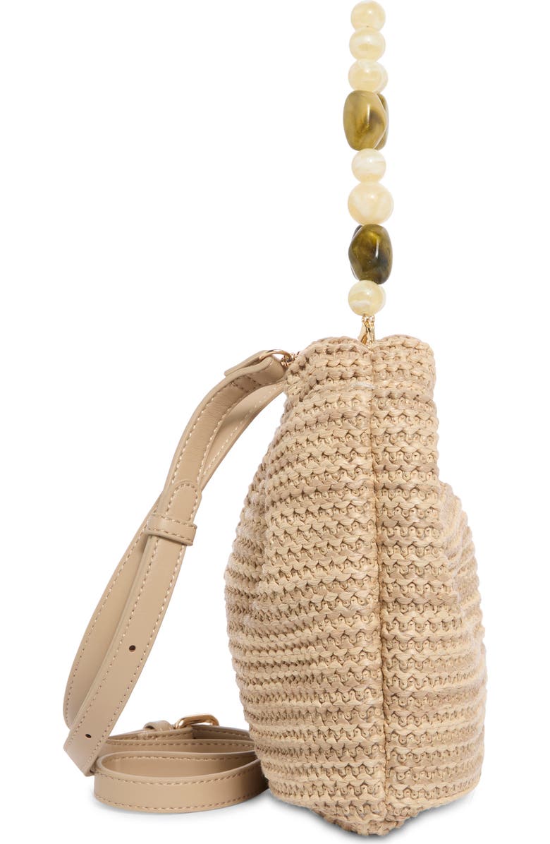URBAN EXPRESSIONS HANDBAGS Beaded Handle Straw Crossbody Bag, Alternate, color, Natural