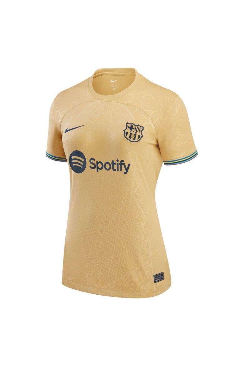 Women's Nike Frenkie de Jong Yellow Barcelona 2022/23 Away Replica Player Jersey, Alternate, color, Gold