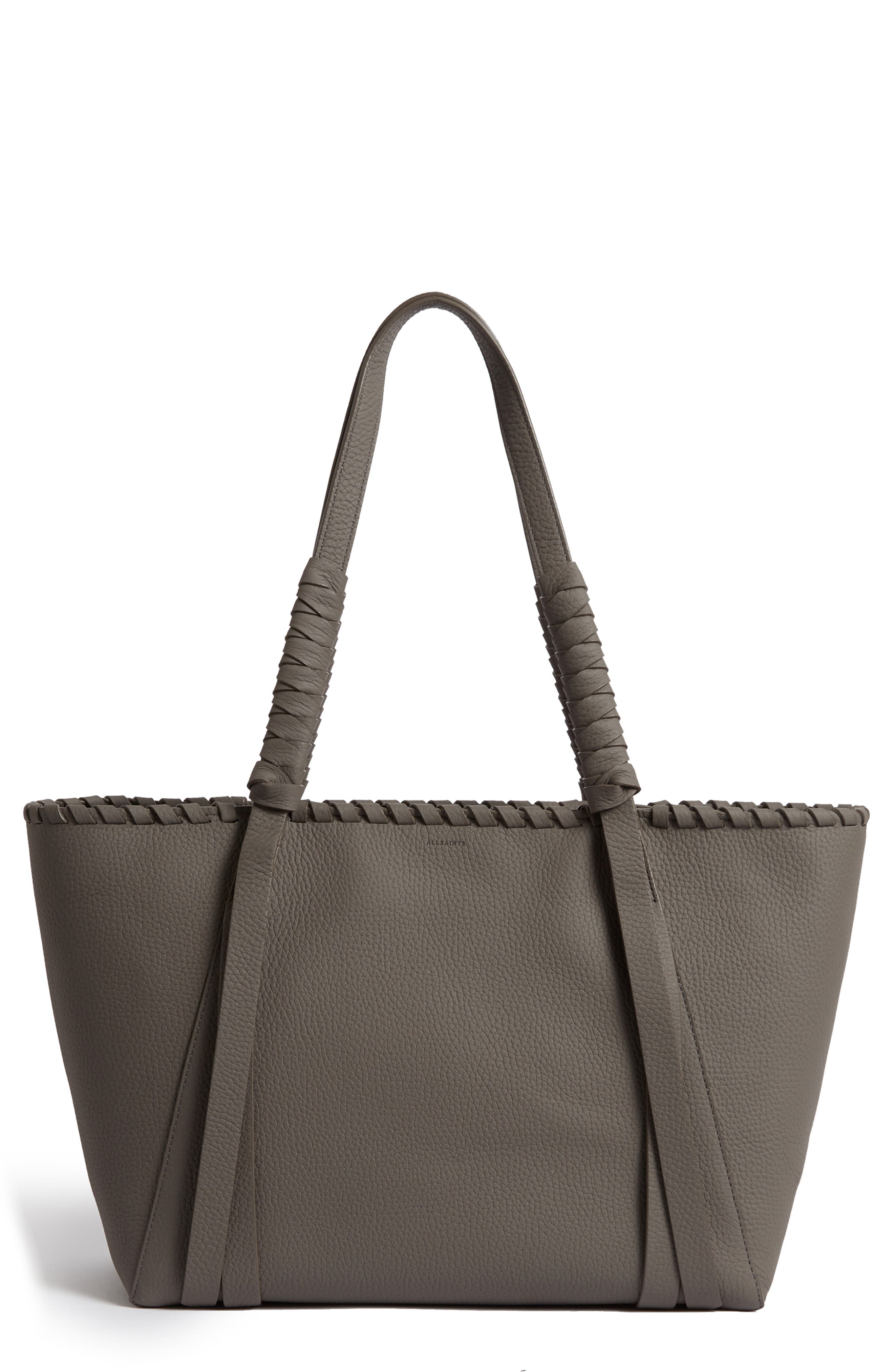Small Kepi East/West Leather Tote, Main, color, STORM GREY
