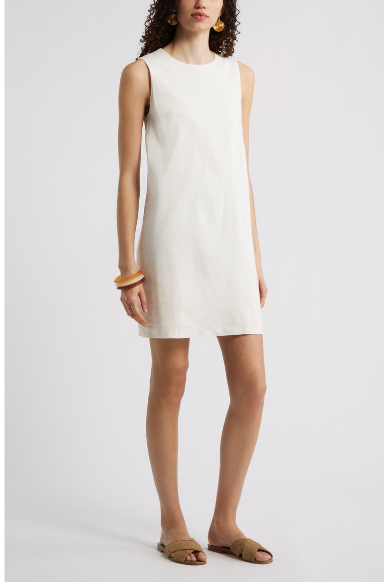 Sleeveless Linen Blend Minidress, Main, color, IVORY TOFU