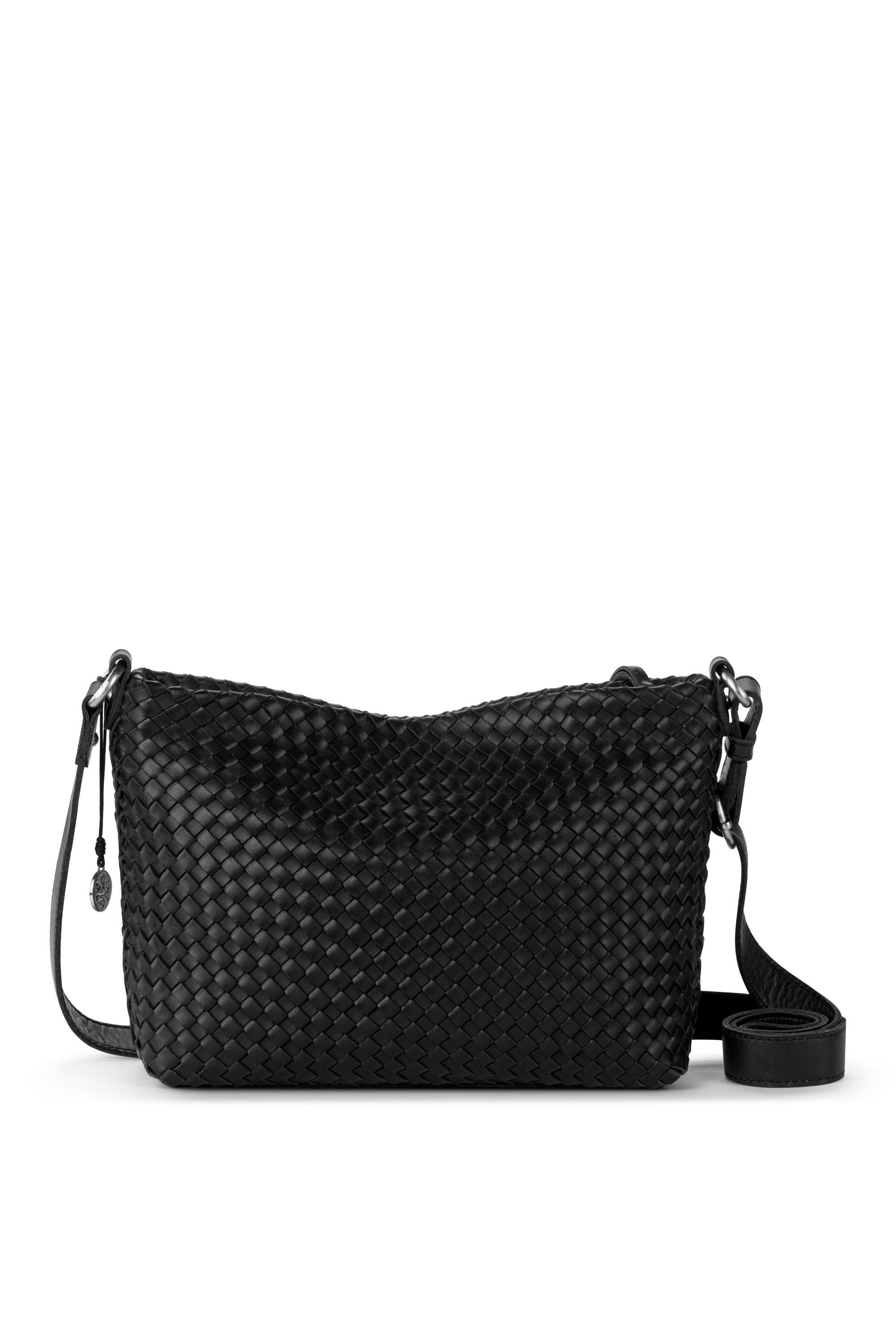 The Sak Melrose Crossbody Woven Leather Bag, Alternate, color, Black Woven