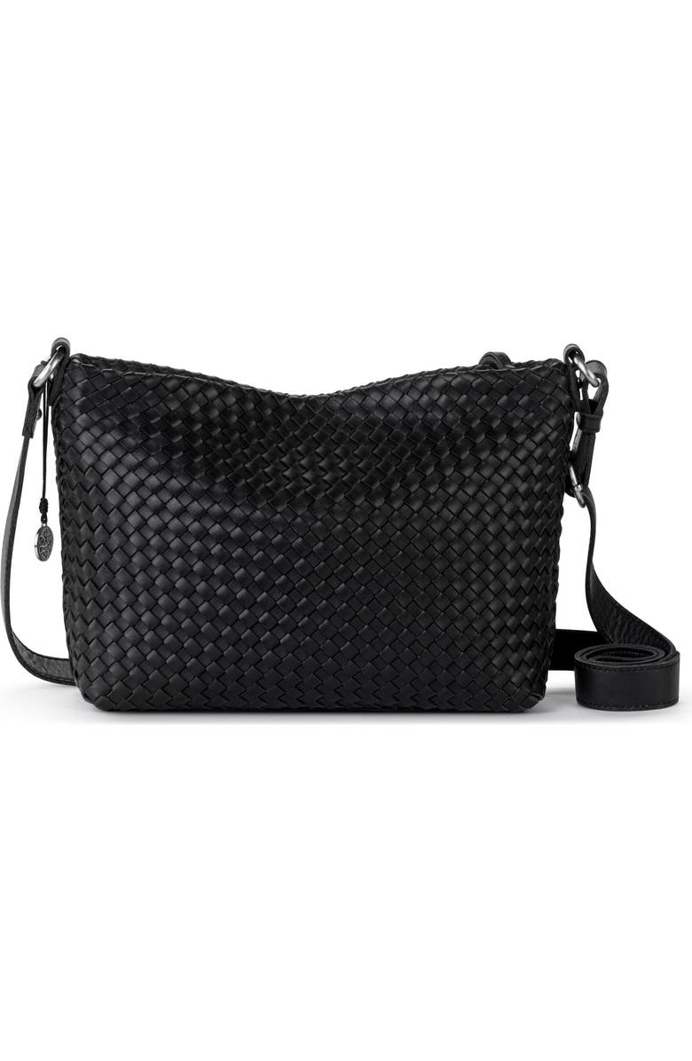 The Sak Melrose Crossbody Woven Leather Bag, Alternate, color, Black Woven