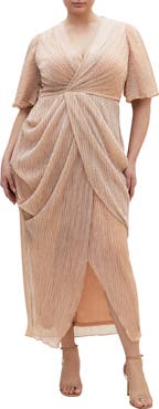 City Chic Lily Metallic Ruched Dress