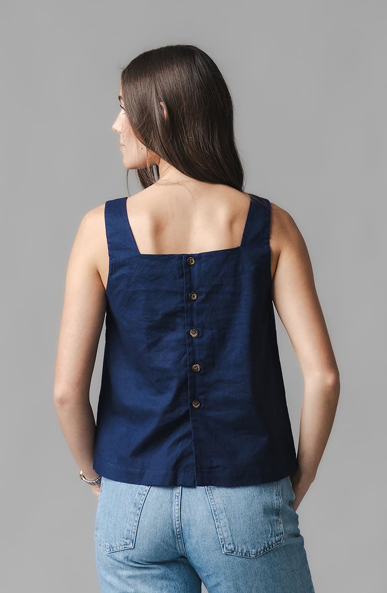 Hope & Henry Linen Square Neck Tank, Alternate, color, Navy Linen