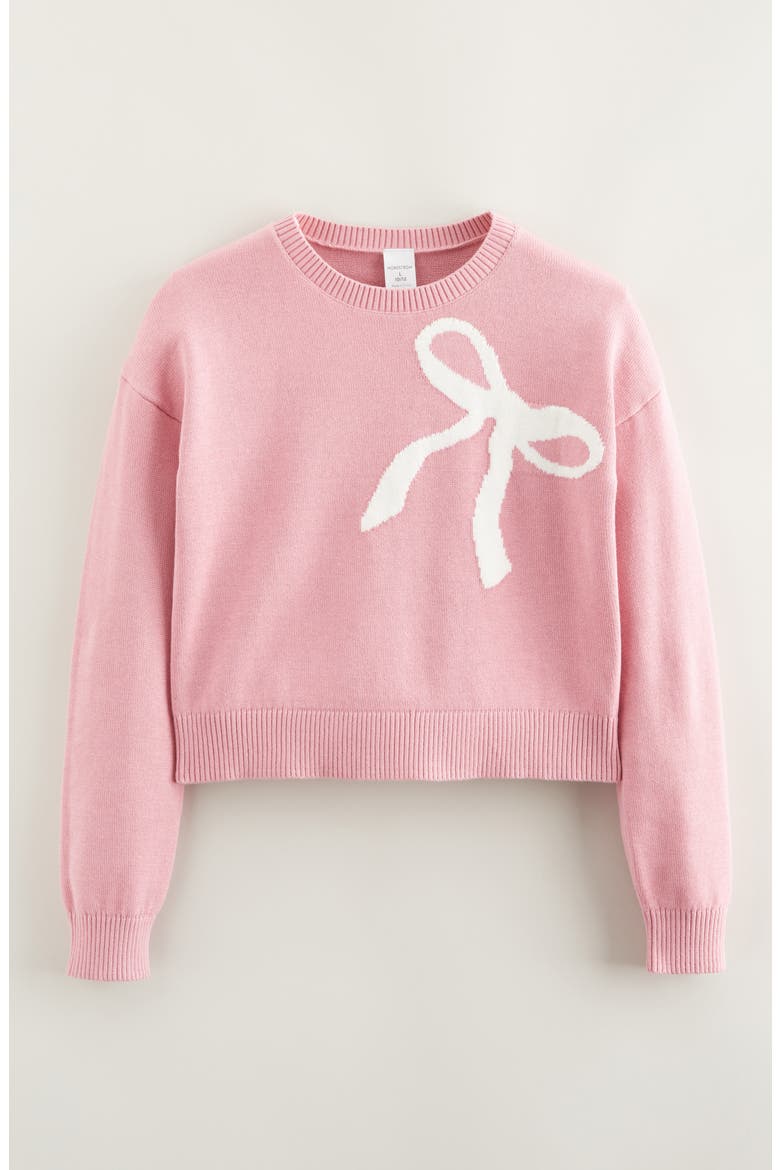 Kids' Intarsia Crewneck Sweater, Main, color, PINK PRINCE BOW FLOW