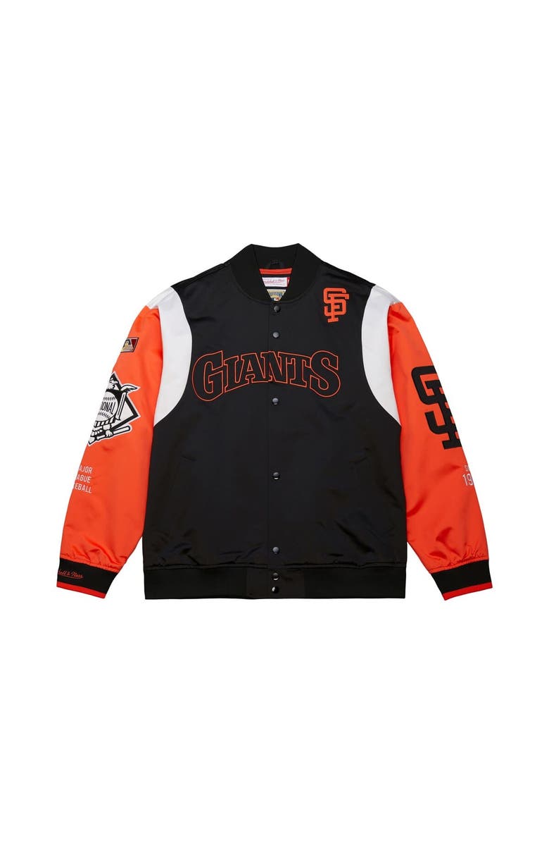 Mitchell & Ness Men's Mitchell & Ness Black/Orange San Francisco Giants Cooperstown Collection Team Origins Satin Full-Snap Jacket, Alternate, color, Black