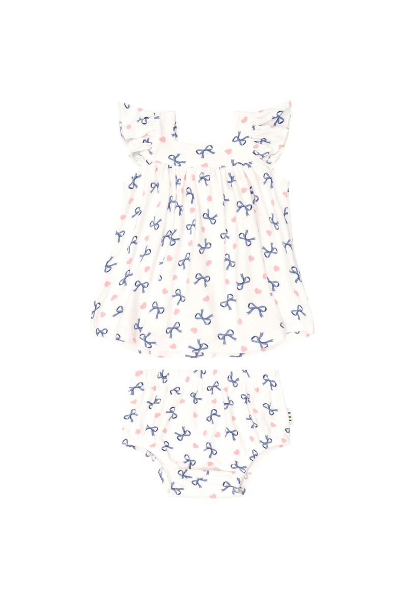 Huxbaby Hearts And Bows 2Pc Top And Bloomer Set, Main, color, Almond Milk