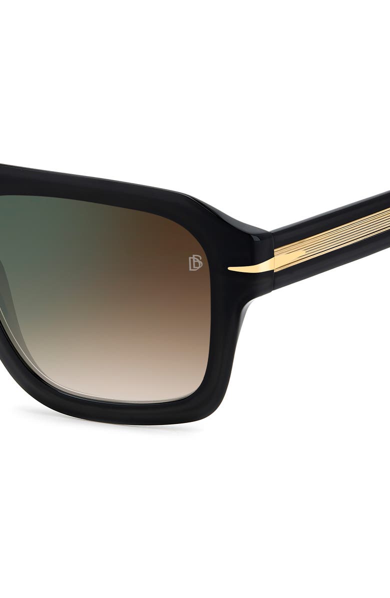 David Beckham Eyewear 54mm Gradient Rectangular Sunglasses, Alternate, color, Black Gold/ Brown