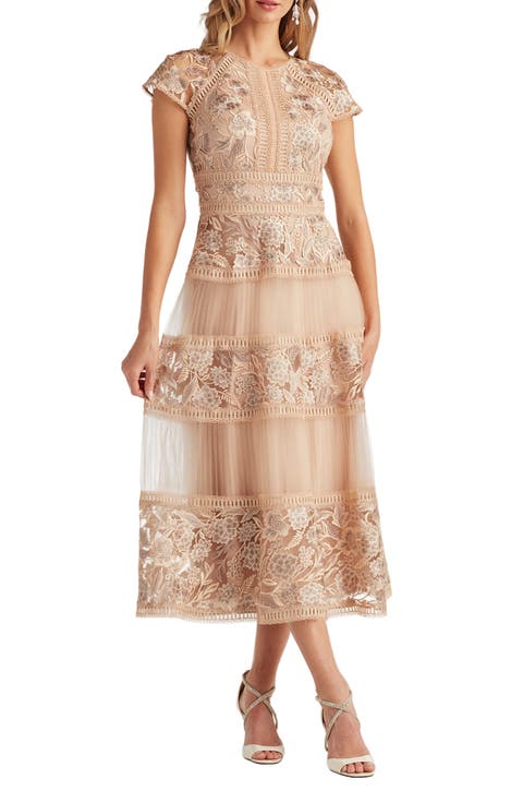 Lace & Mesh Midi Dress