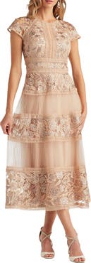 Tadashi Shoji Lace & Mesh Midi Dress