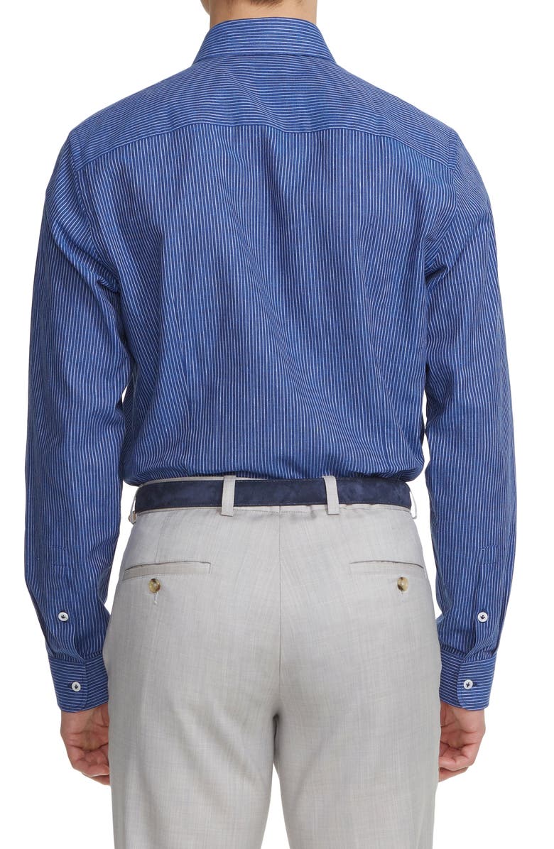 Jack Victor Abbott Linen Blend Button-Up Shirt, Alternate, color, Blue