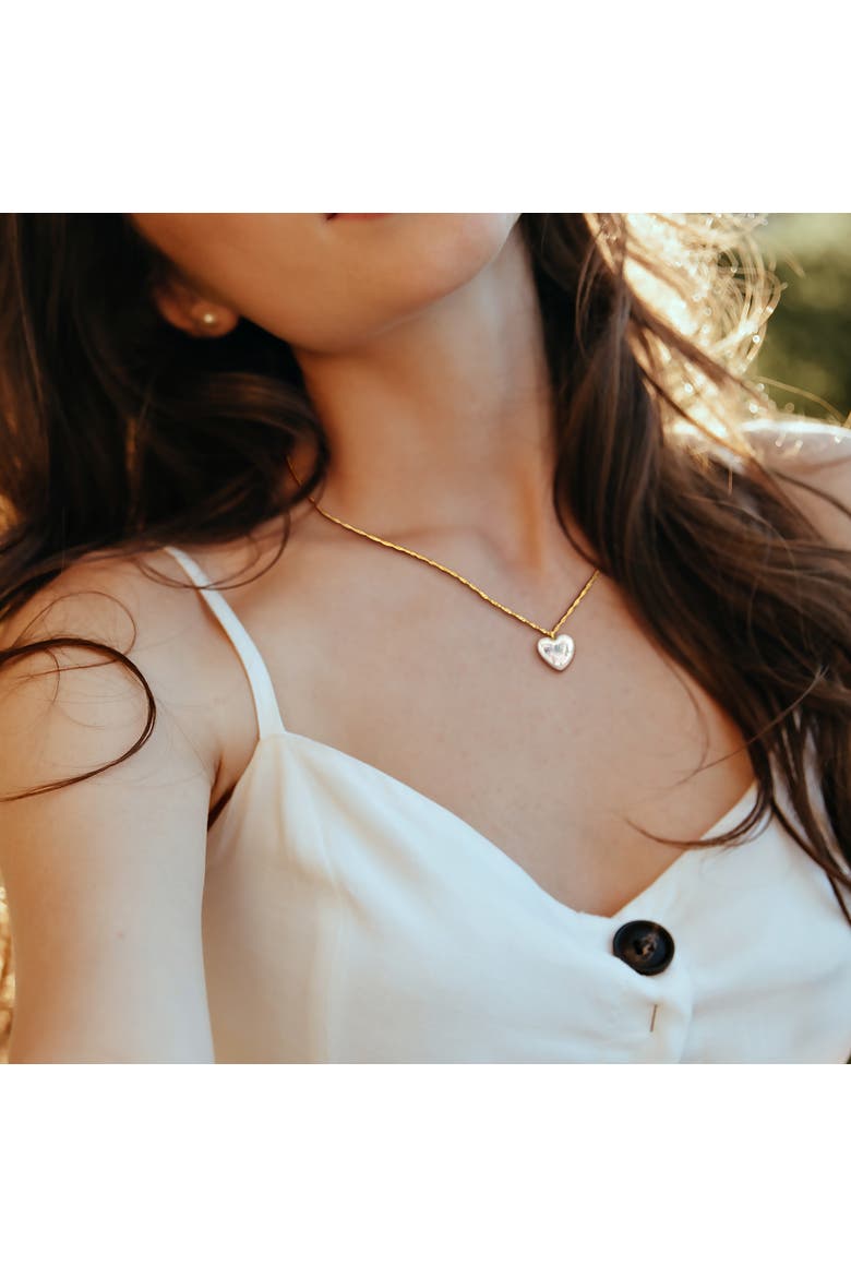 Cultured Pearl Heart Pendant Necklace 14k, Alternate, color, Yellow Gold