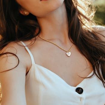 Cultured Pearl Heart Pendant Necklace 14k