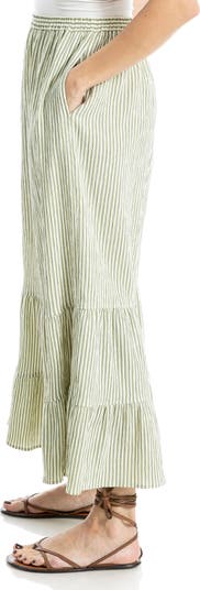 Stripe Seersucker Maxi Skirt