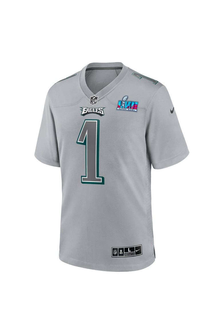 Men's Nike Jalen Hurts Gray Philadelphia Eagles Super Bowl LVII Patch Atmosphere Fashion Game Jersey, Alternate, color, Gray