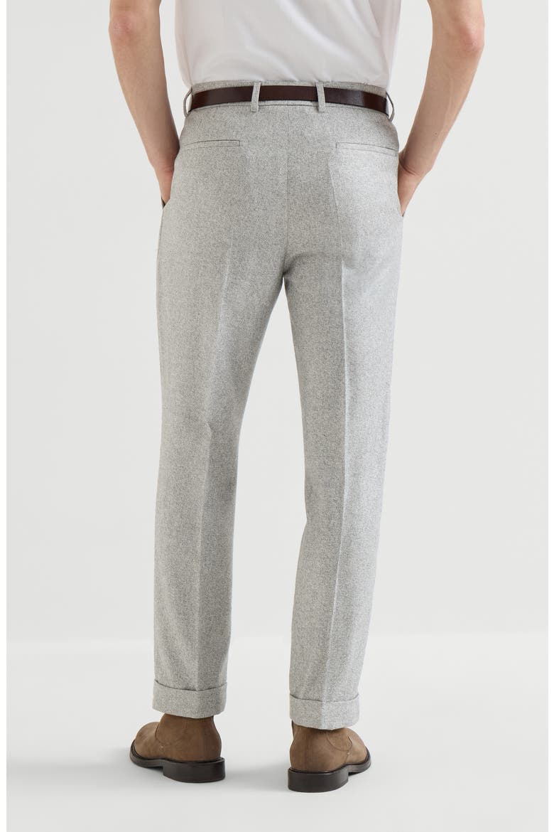 Silk and cashmere cavalry tweed trousers with pleat, Alternate, color, Light Grey