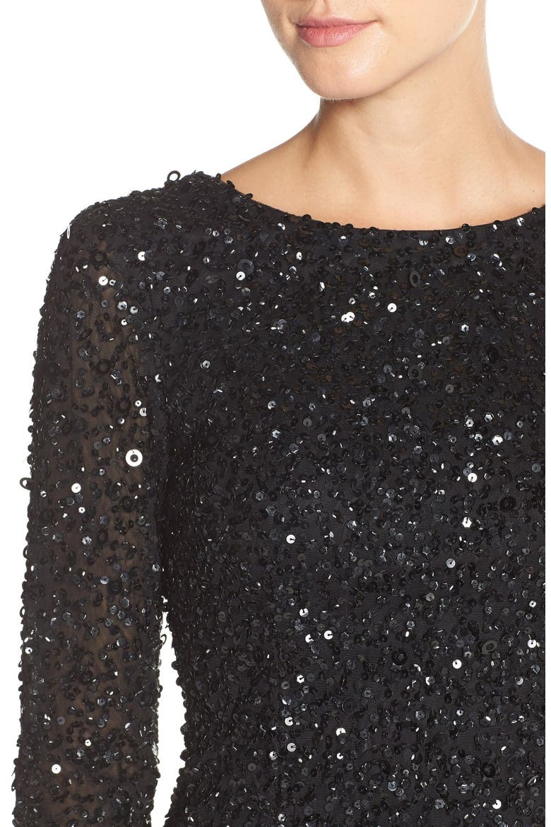 Embellished Scoop Back Cocktail Dress, Alternate, color, BLACK