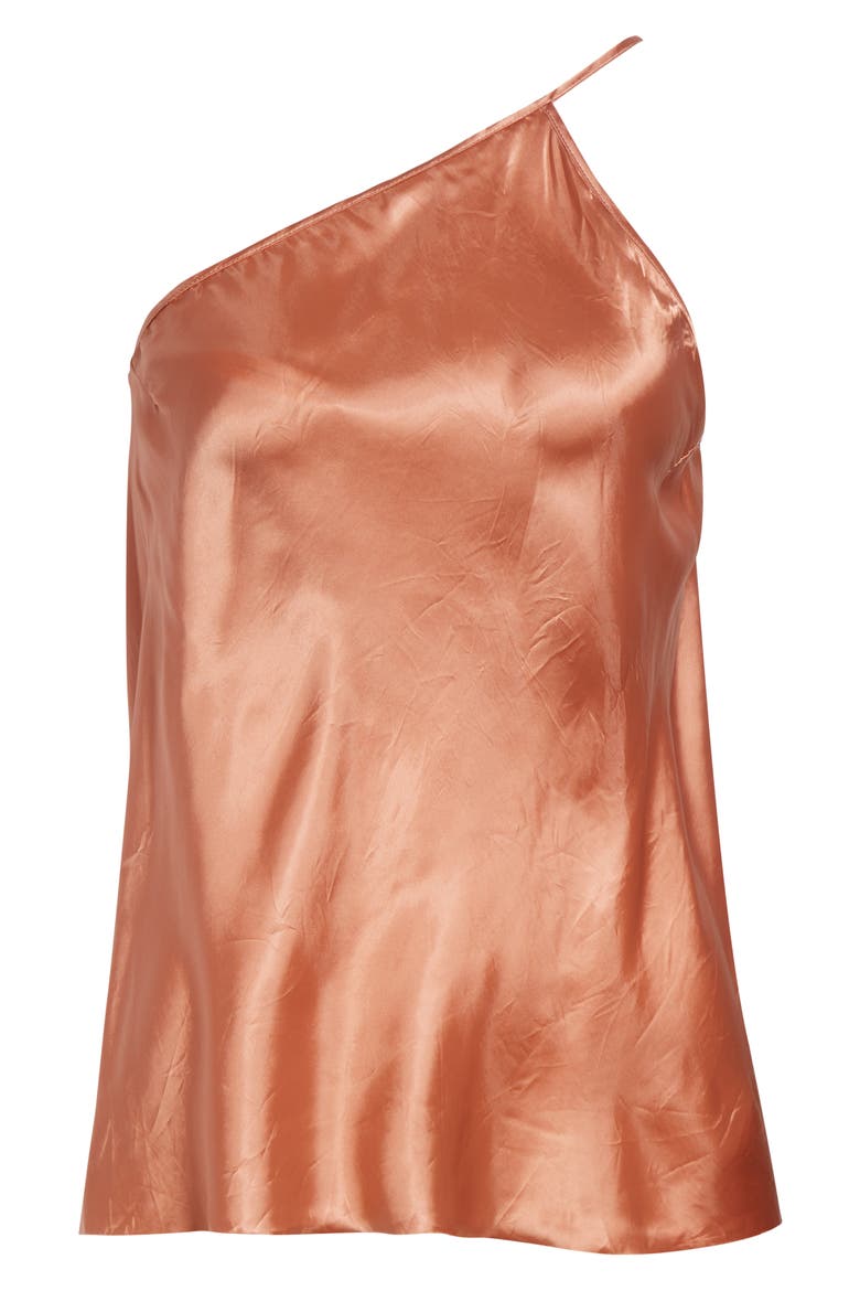 One-Shoulder Satin Top, Alternate, color, CORAL