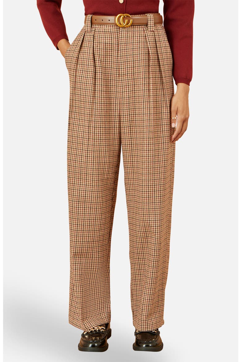 Check Wide Leg Pants, Main, color, Brown