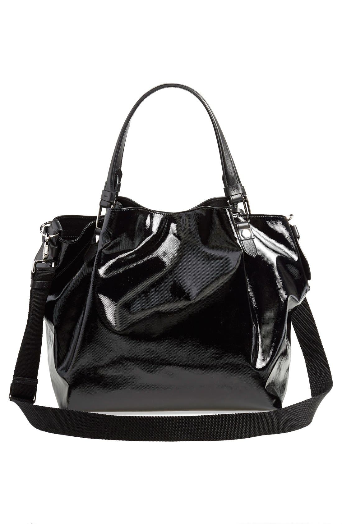 'Small Flower' Satchel, Alternate, color, BLACK