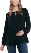 MOTHERHOOD MATERNITY Long Sleeve Empire Waist Keyhole Woven Blouse