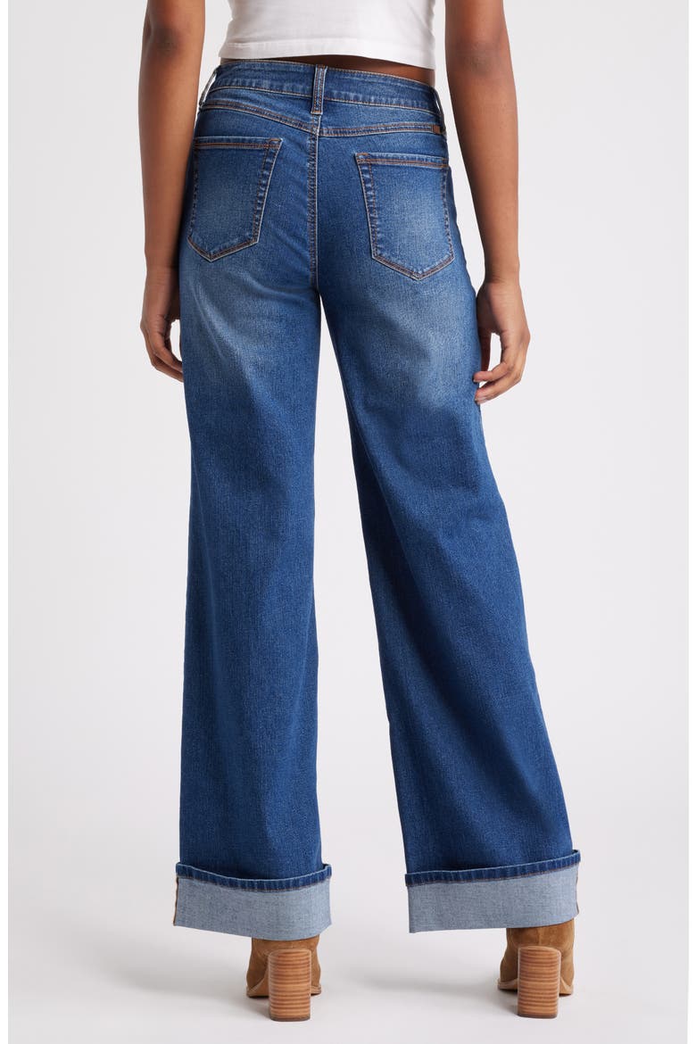 High Waist Cuff Slim Wide Leg Jeans, Alternate, color, OAKLEE