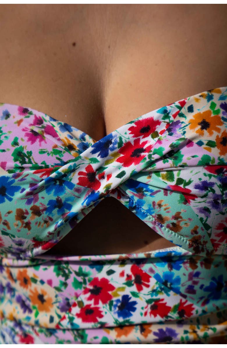 Change of Scenery Ella Twist Bandeau One-Piece Swimsuit, Alternate, color, Wildflower Patch