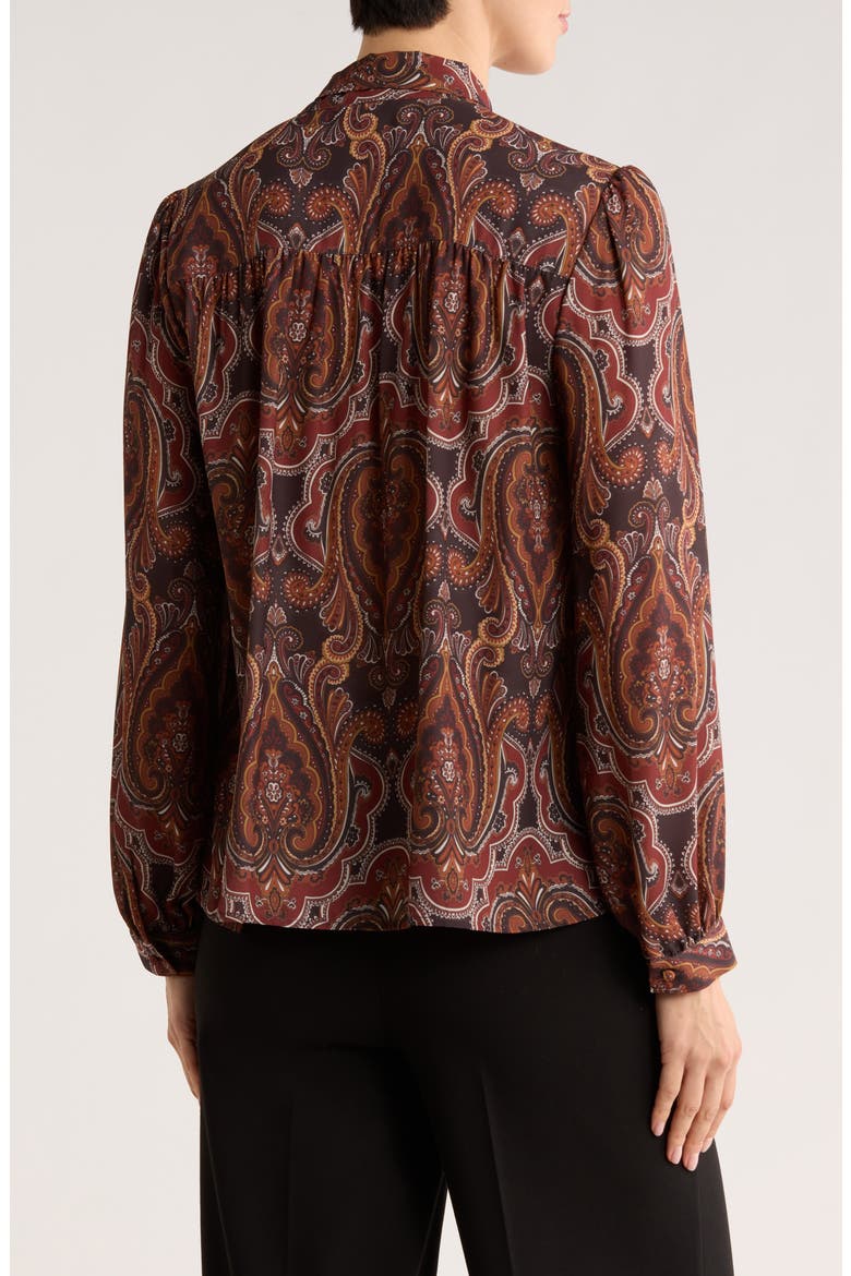 Tie Neck Georgette Top, Alternate, color, BROWN PAISLEY