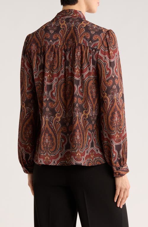 Gemma + Jane Tie Neck Georgette Top In Brown